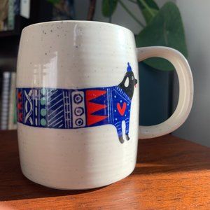Sowie Sowie for Anthropologie Blue Heart Sweater Dog Mug